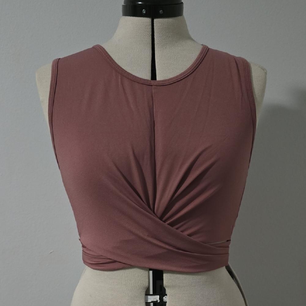 Fabletics Large Mauve Twist Front Crop Top